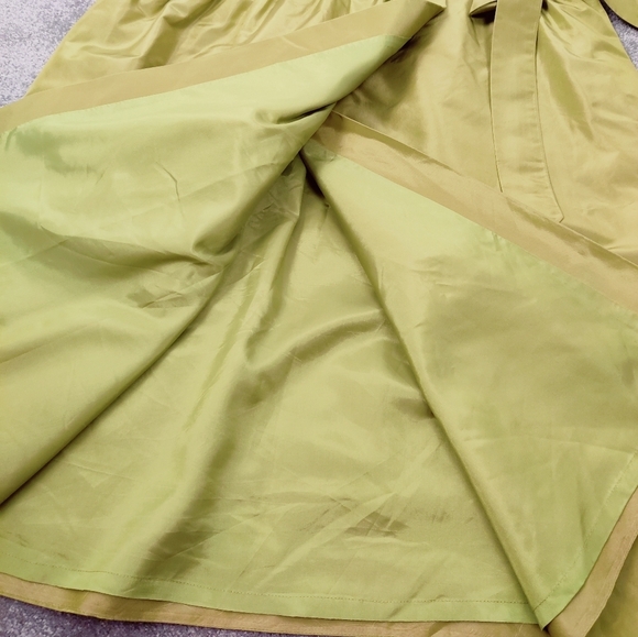 J. Crew Green Silk Wrap Dress with Ruffle Trim - Size 16 Evening Party Feminine - Picture 11 of 12